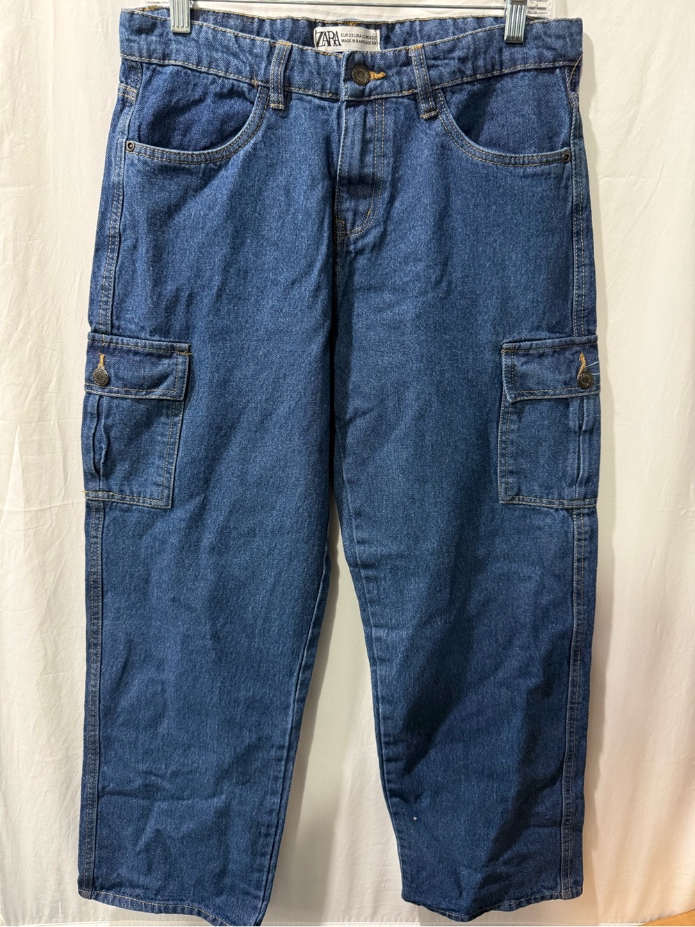 Zara Dark Blue Cargo Denim Jeans